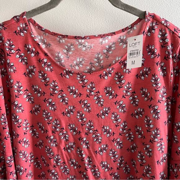 NWT Loft Outlet Pink Floral Patterned Short Sleeve Top Size M - Picture 2 of 7